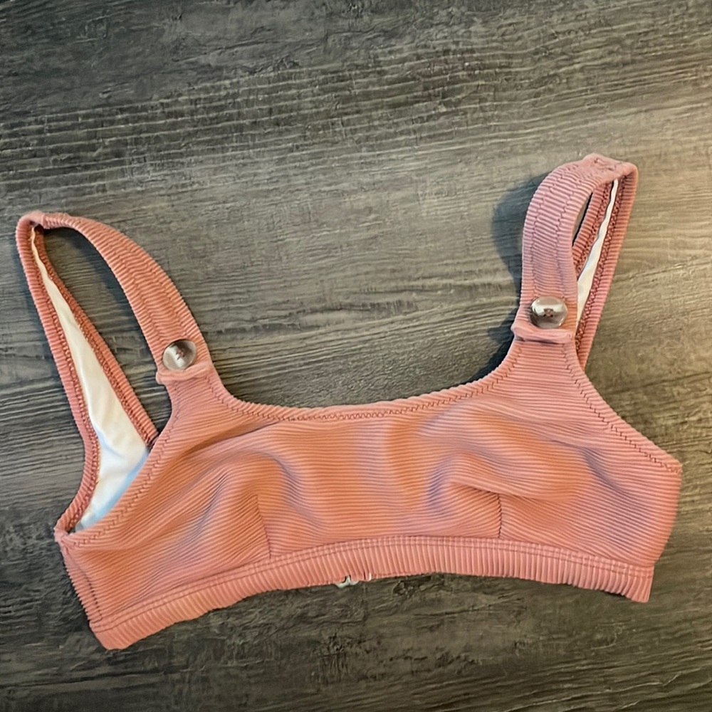 Mauve Rhythm Ribbed square neck bikini top